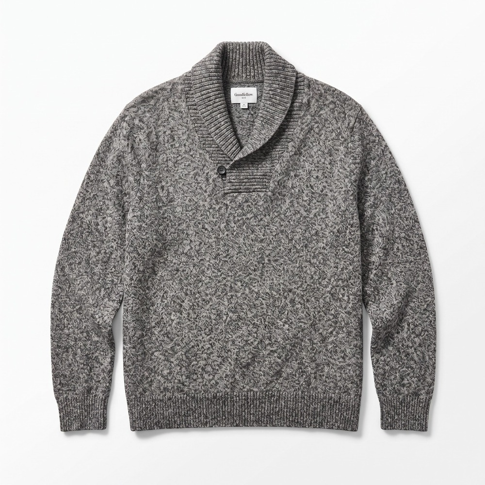 Goodfellow XXL Gray Shawl Collar Pullover Sweater Mens Cozy Preppy Casual